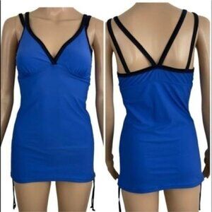 Free Country Tankini Swim Tank top blue black size small